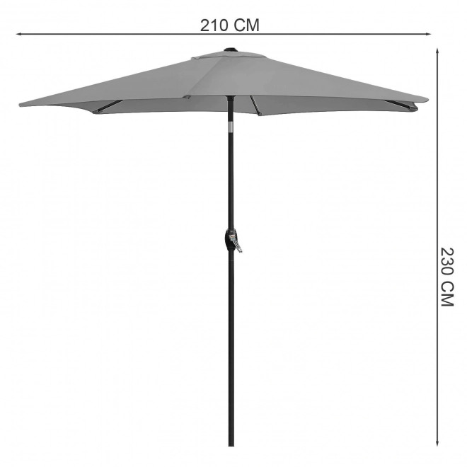 Skladací záhradný balkónový dáždnik 210 cm sivý