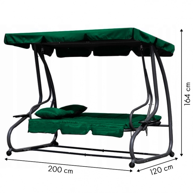 Záhradná hojdačka 2v1 s vankúšmi v zelenej farbe
