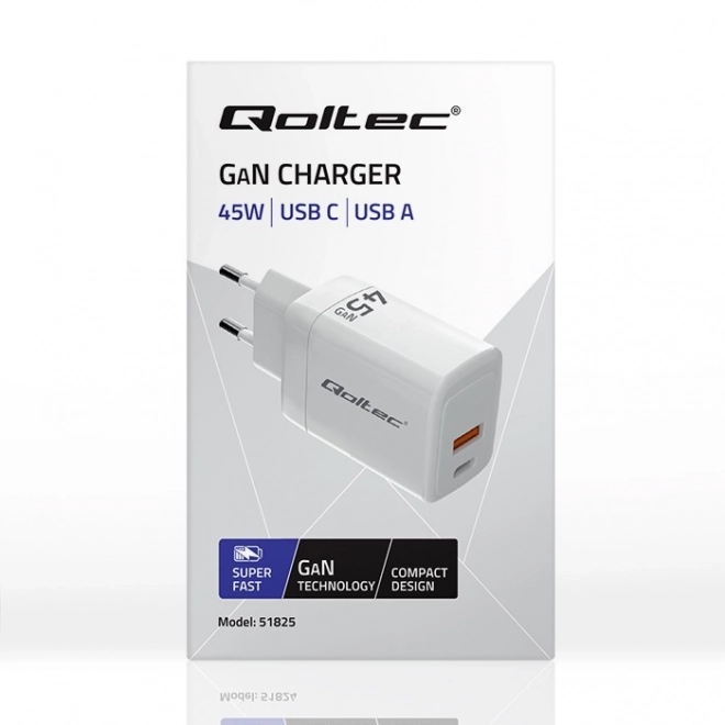 Nabíjačka Qoltec GaN 45W biela