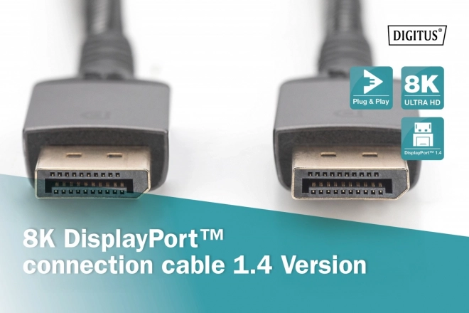 Prémiový prepojovací kábel DisplayPort 8K 60Hz UHD 2m čierny