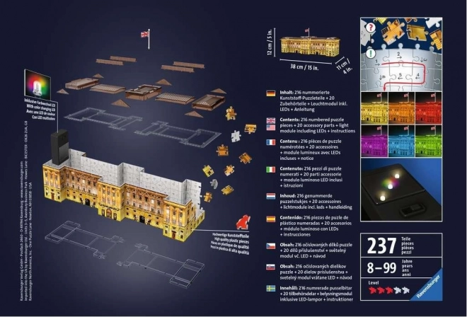 Ravensburger svietiace 3D puzzle Nočné vydanie Buckinghamský palác