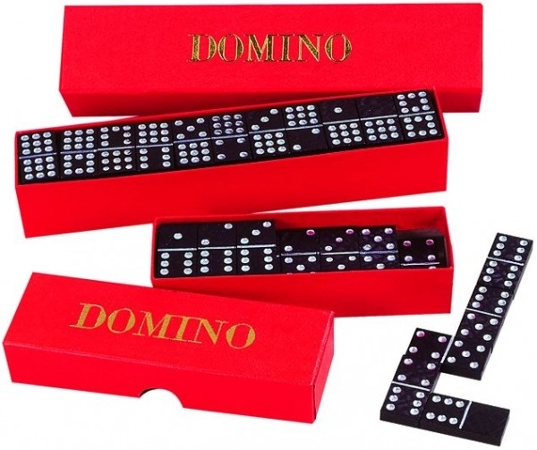 Domino dosková hra drevená 28ks v krabici 15,5x3,5x5cm