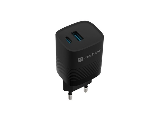 Natec Ribera GaN USB nabíjačka 30W, 1x USB-A, 1x USB-C, čierna