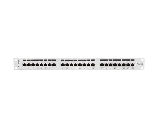 Patch panel 24 portov 1U Kat.6 sivý tienený