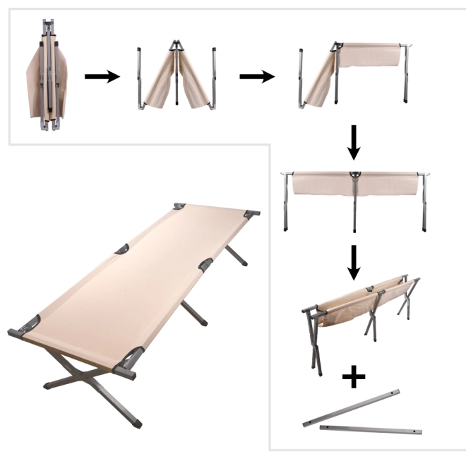 Skladacia turistická posteľ XXL béžová 150kg