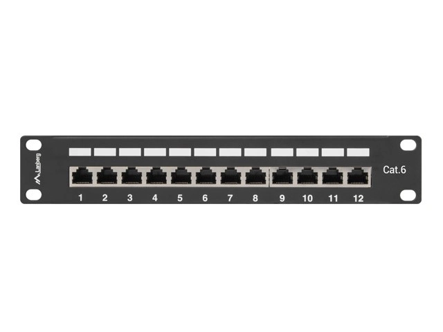 Patch panel 12 portový 1U 10' kat. 6 tienený čierny