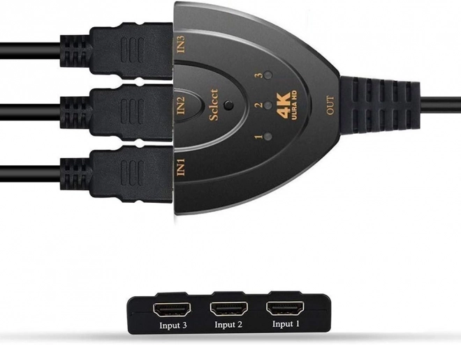 HDMI Rozbočovač 3v1 s 3 portmi na 4K