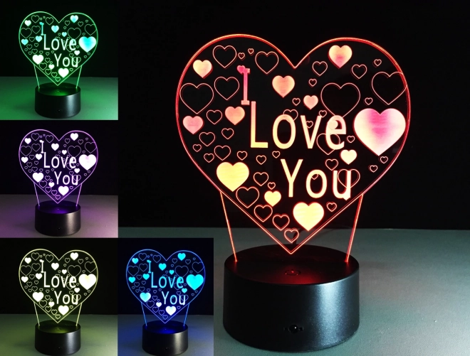 Lampka nocná 3D LED I love you malá