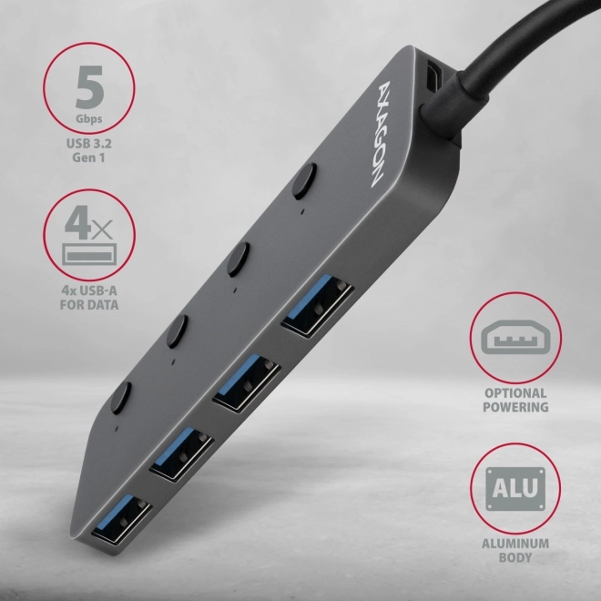 Metalový 4-portový USB 3.2 Gen 1 hub