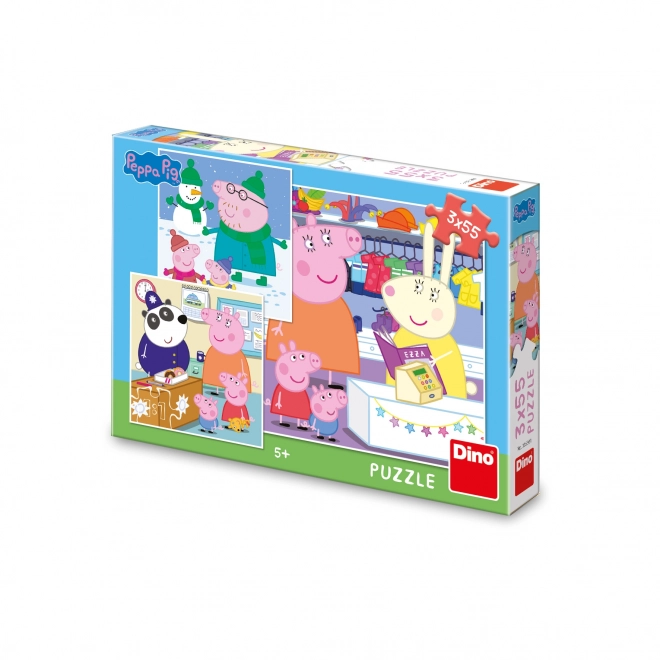 Puzzle Prasiatko Peppa 3x55 dielikov