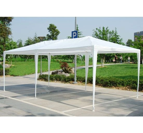 Záhradný komerčný pavilónový stan 3x6 m, 6 stien, biely