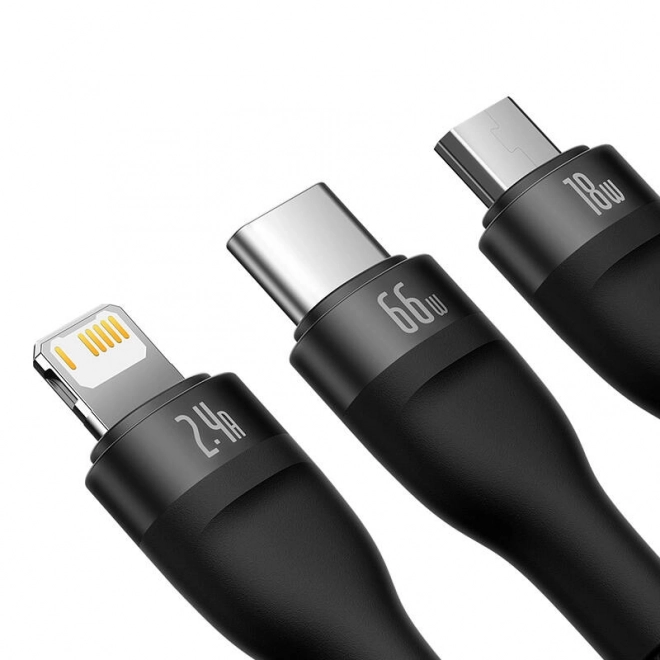 Kabel USB 3v1 Baseus Flash II, 66W, 1,2 m, čierny