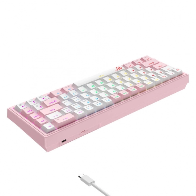 Mechanická herná klávesnica Havit RGB v ružovo-bielej farbe