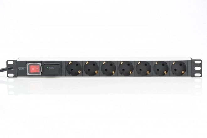 PDU 19" rack napájacia lišta 7xSchuko, 2m 1xSchuko, 16A s ochranou proti prepätiu