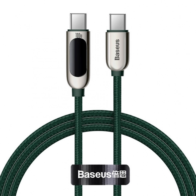 Kábel Baseus USB-C na USB-C s displejom 100W 1m zelený