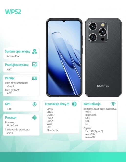 Smartfón WP52 5G Čierny