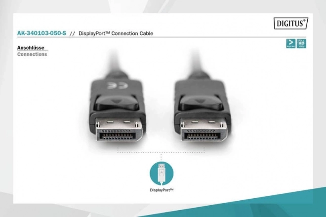 Kábel DisplayPort s poistkami 1080p 60Hz FHD čierny 5m