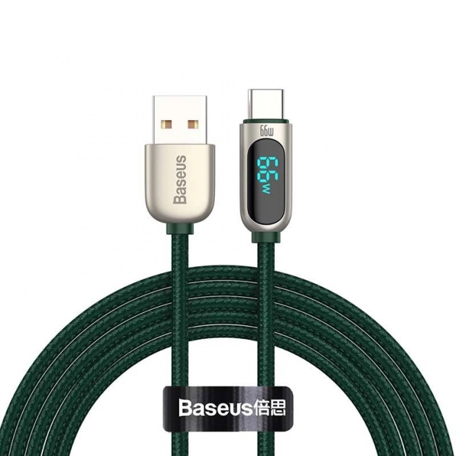 Baseus Kábel s displejom USB na Type-C, 66W, 1m (zelená)