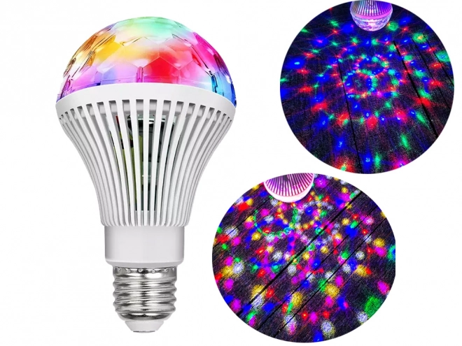 LED žiarovka RGB rotačná E27 diskogula