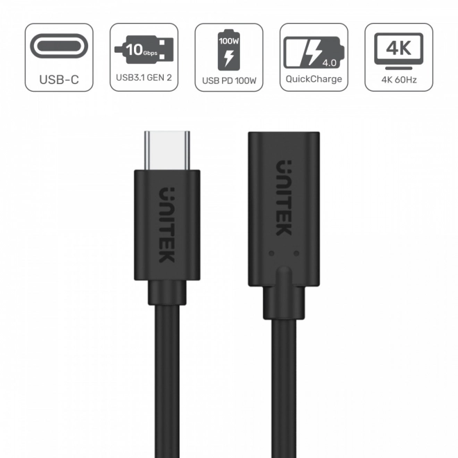 Príverak USB-C 3.1 Gen 2 s 4K, PD 100W, 1,5m