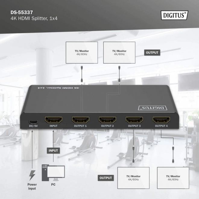 Rozdeľovač HDMI 1x4 s podporou 4K pri 60Hz a HDR