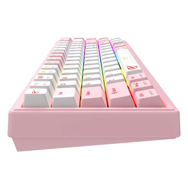 Mechanická herná klávesnica Havit RGB v ružovo-bielej farbe