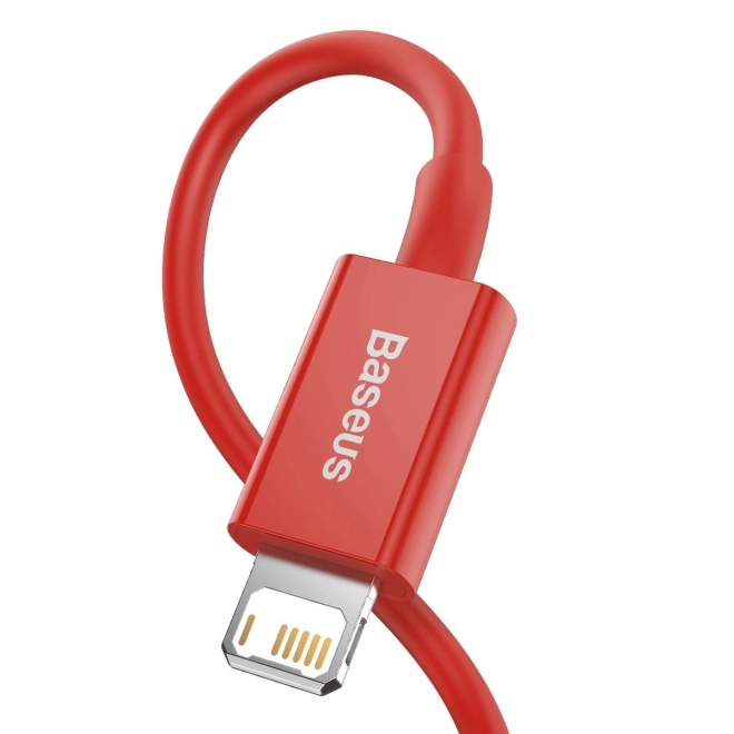 Červený USB kábel pre Apple zariadenia 2,4A 1m