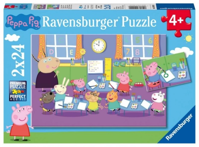 Ravensburger: Puzzle 2v1 - Peppa Pig a celá trieda