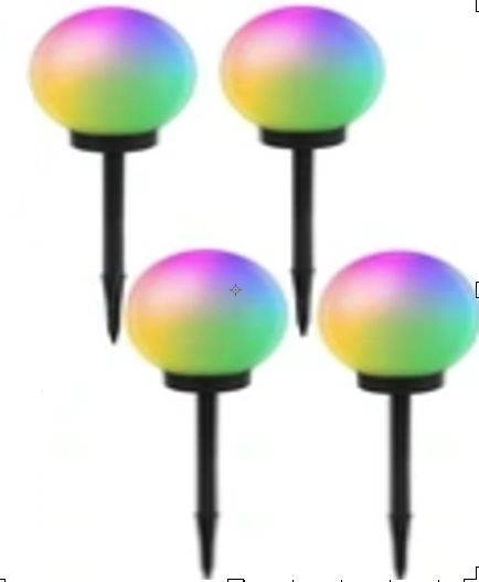 Solárne záhradné lampy RGB s čidlom súmraku 10 cm - set 4 ks