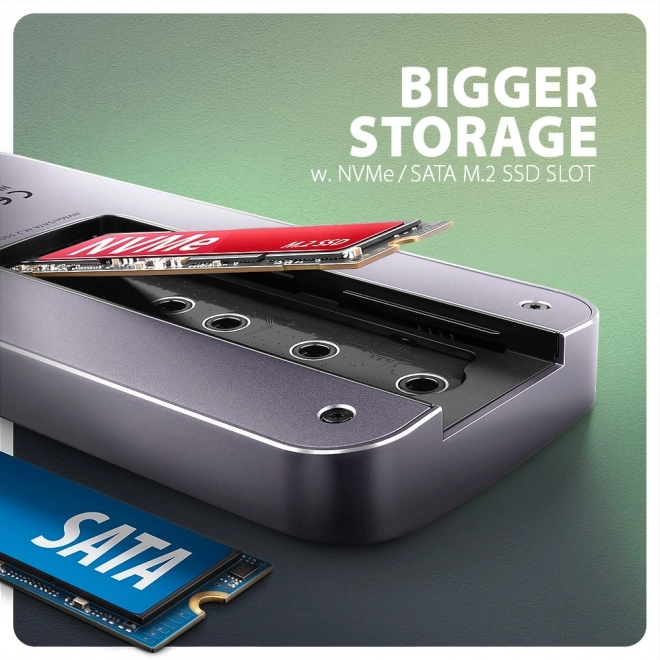 Wieloportový hub 6v1 AXAGON s HDMI, NVMe SSD, USB, SD čítačkou a napájaním