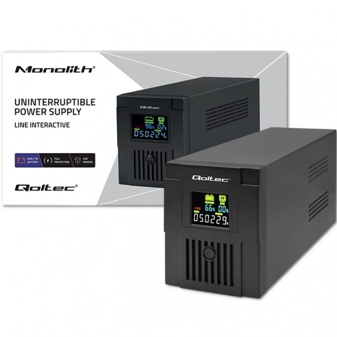 Záložný zdroj energie Qoltec UPS 2000VA 1200W s LCD a USB