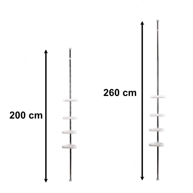 Nastaviteľná teleskopická rohová polica do sprchy 260 cm