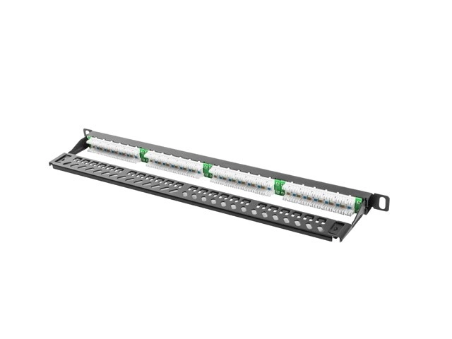 Patch panel 24 portový 0.5U Kat.5E čierny