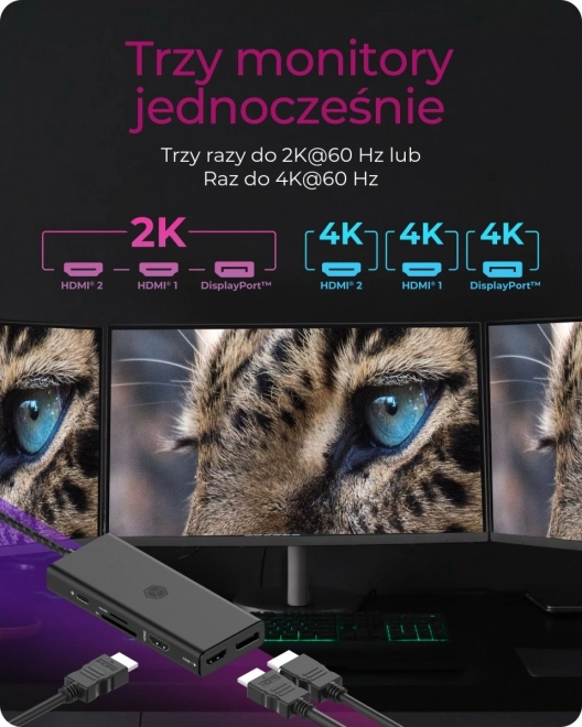Stolová dokovacia stanica 9v1 HDMI, DP, CR, Typ-C