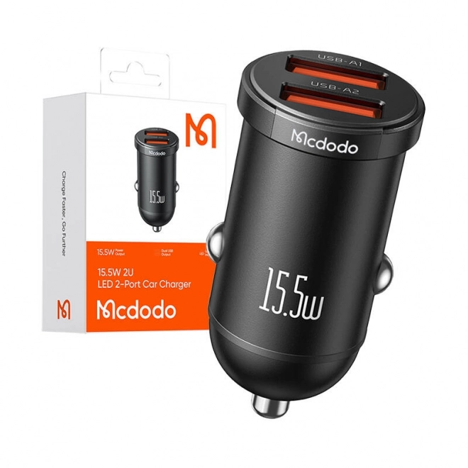 Nabíjačka do auta Mcdodo s 2 USB portmi, Čierna