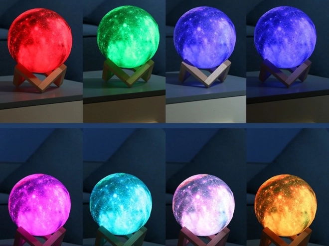 Nočná 3D lampa mesiac RGB s diaľkovým ovládaním