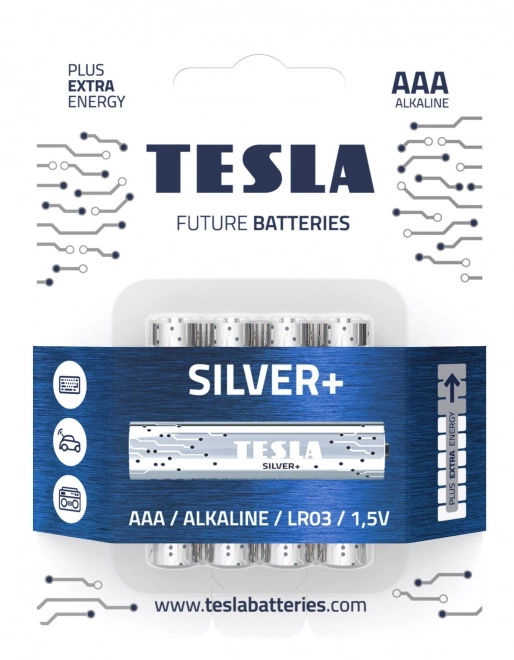 Alkalické Batérie Tesla AAA 1,5V Silver