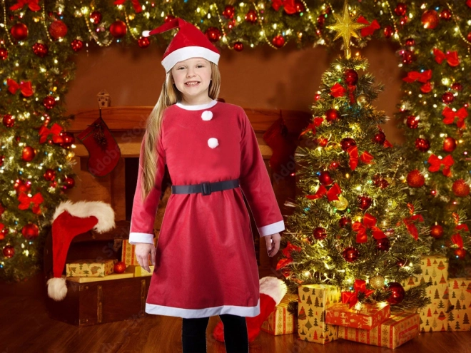 Kostým Santa Claus pre dievčatá s klobúkom