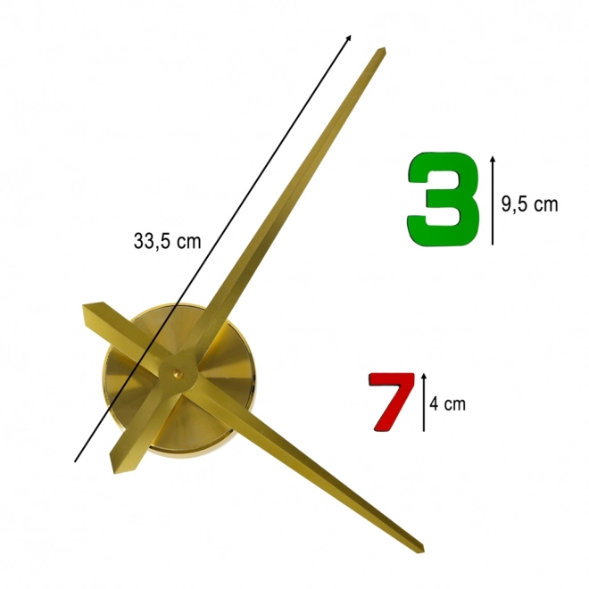 Farebné nástenné hodiny s priemerom 80-90 cm a zlatými ručičkami