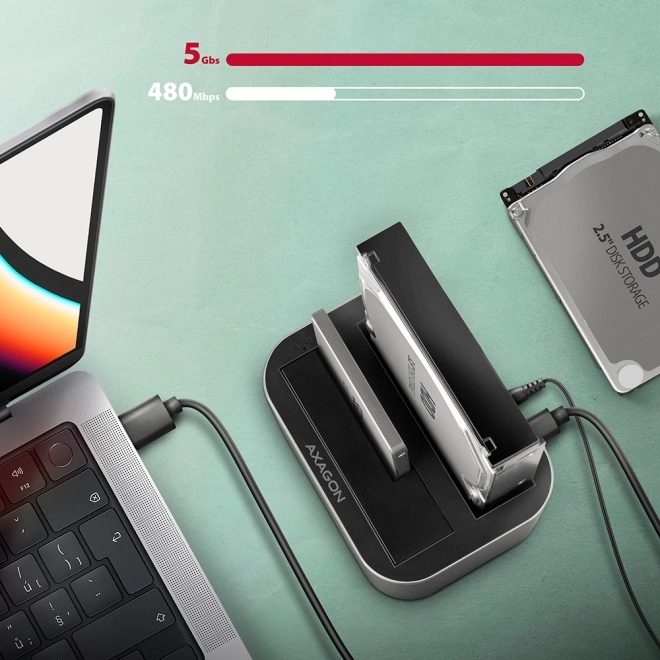 Stojan na dokovanie AXAGON Dual Clone USB-C pre SSD/HDD