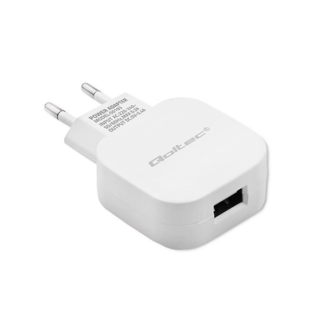 Sieťová nabíjačka Qoltec 12W USB biela