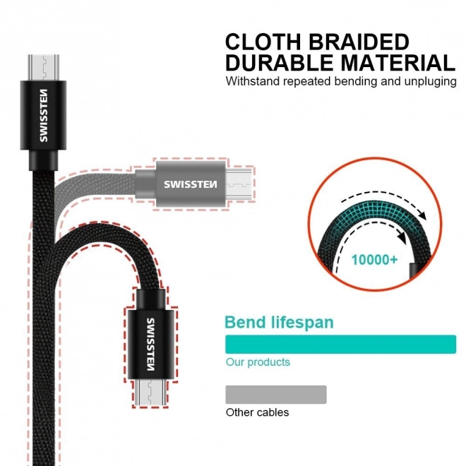 Kábel USB / Micro USB 1.2 m Swissten - čierny