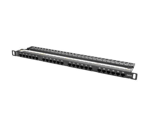 Patch panel 24 portov 0.5U kat. 6 čierny