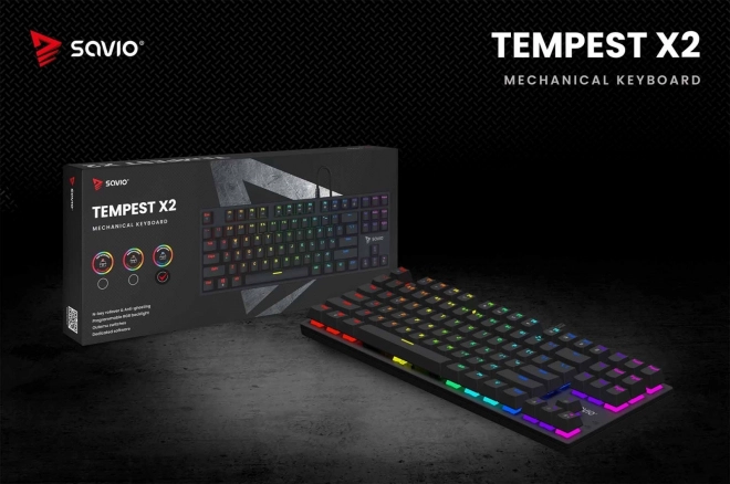 Mechanická RGB klávesnica Savio Tempest X2 s prepínačmi Outemu Blue