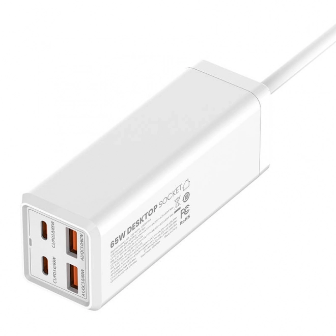 Napájacia lišta s 1 zásuvkou, 2x USB, 2x USB-C biela
