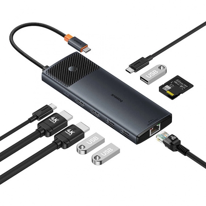 Adaptér Hub Baseus 10v1 USB-C čierny