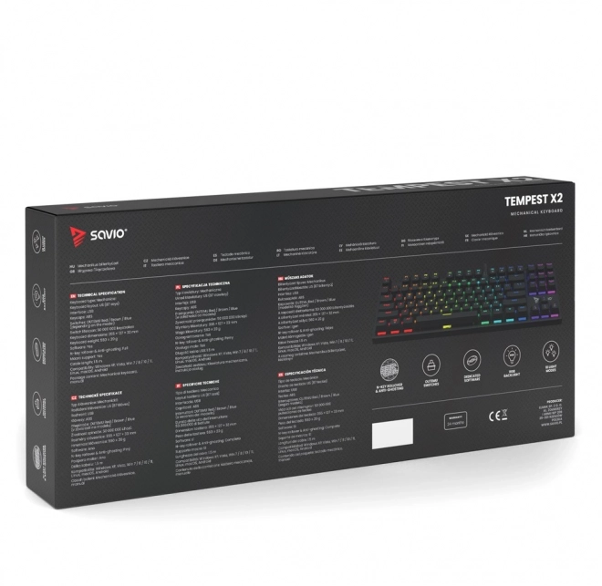 Mechanická RGB klávesnica Savio Tempest X2 s prepínačmi Outemu Blue