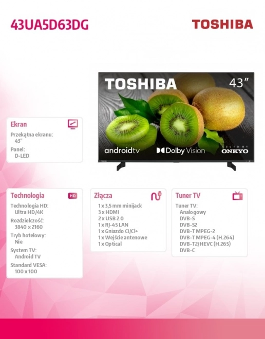 43-palcový televízor LED 43UA5D63DG
