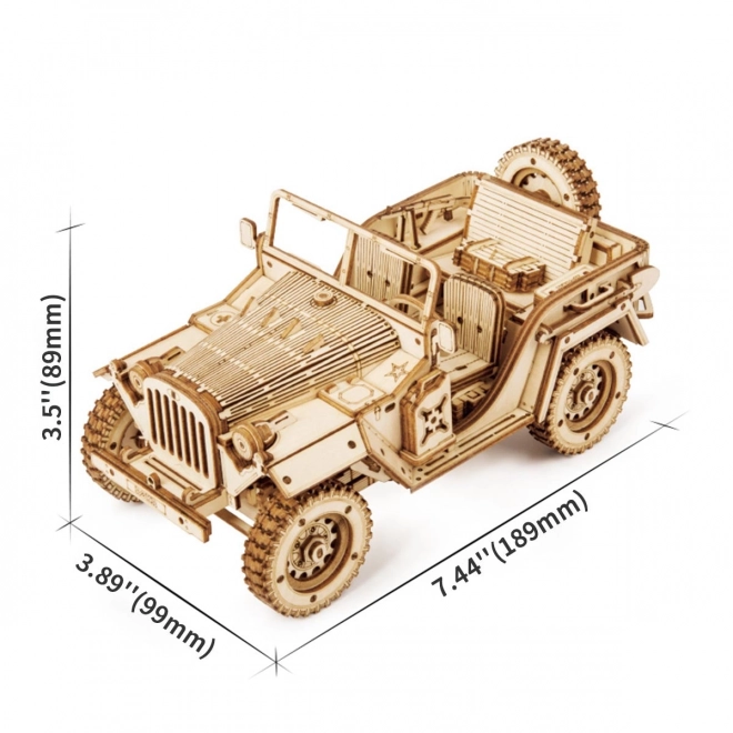 3D drevené puzzle vojenský džíp