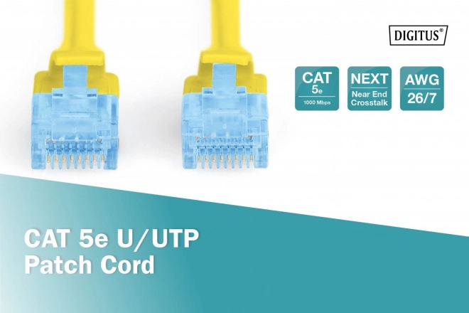 Žltý patch kábel U/UTP kat.5e PVC 5m